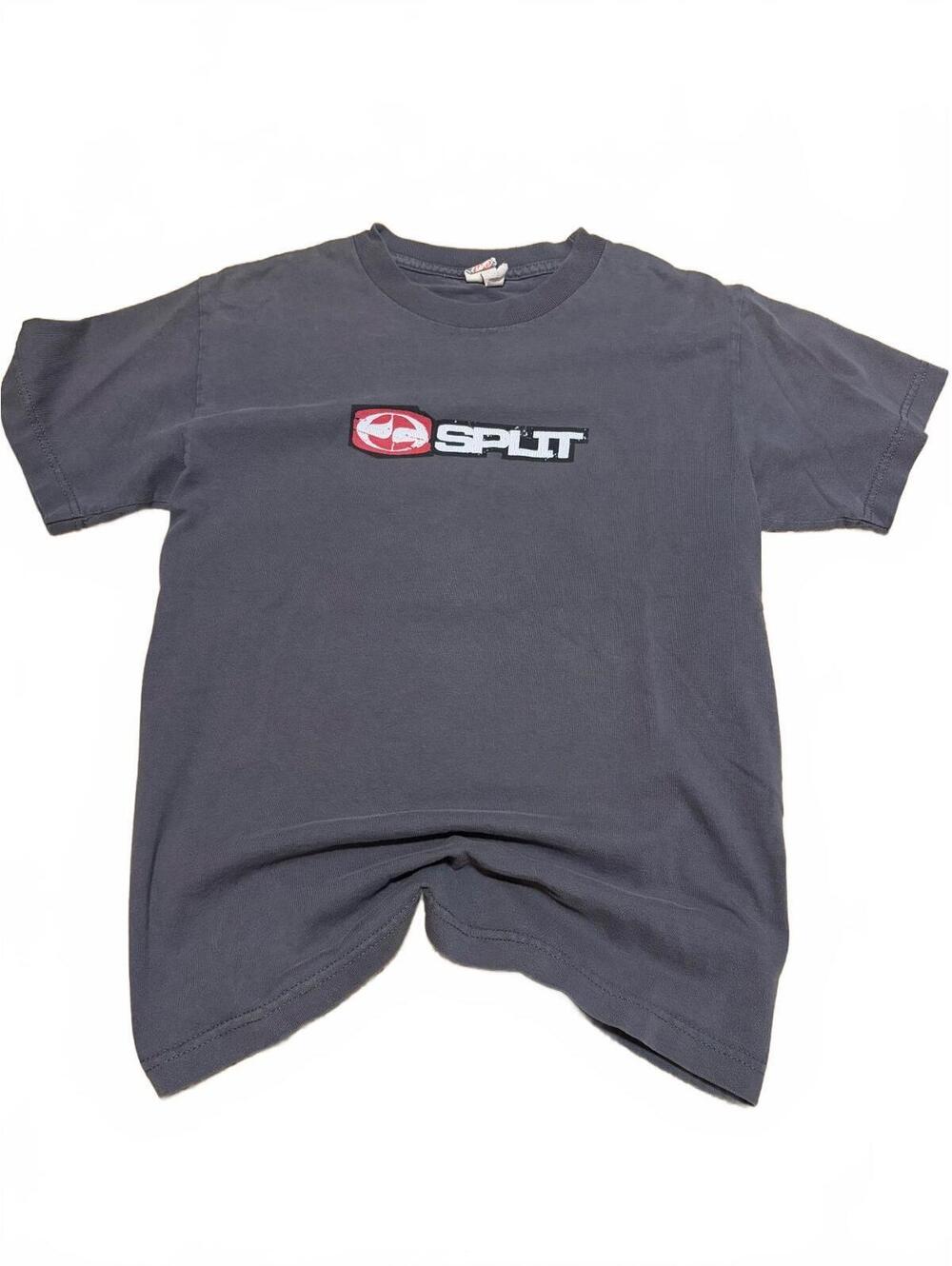 Vintage Y2K Split Skateboards T-Shirt Mens Small Gray Short Sleeve Logo Skate